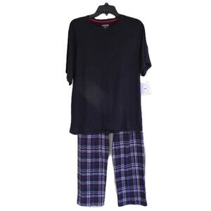 NWT Ande Men's 2-piece Pajama Lounge Set - Size Small - Black top & Plaid Pants